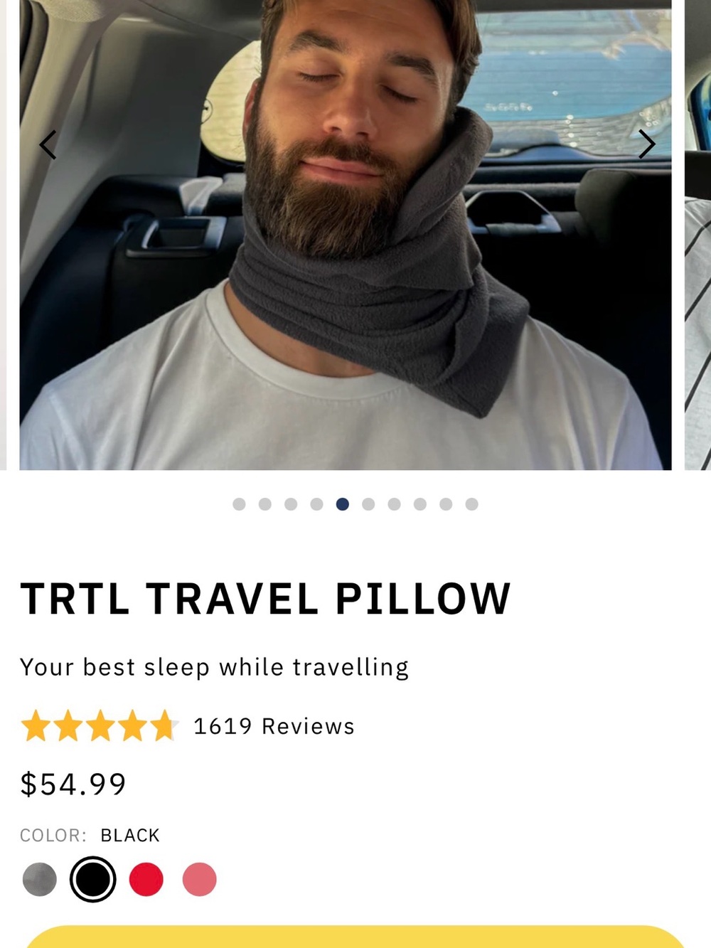 TRTL Travel Pillow Neck Support Pillow Black w/ Carry Bag Like New - Picture 10 of 11